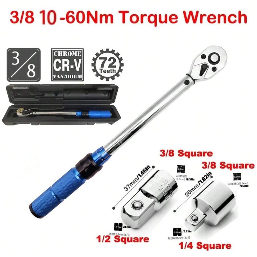 1 buah Kunci Torsi 3/8" 10-60 N.M, Kunci Torsi Presisi Tinggi dengan Pegangan Ergonomis, Cocok untuk Teknisi Perbaikan Sepeda dan Otomotif Profesional - 3-8 10-60 N.m - View 1