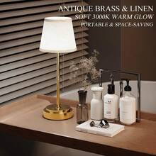 Rechargeable Cordless Table Lamps, Touch Control & Stepless Dimming, 6000mAh Rechargeable Battery, Gold Vintage Table Lamps For Bedroom - Gold - View 6