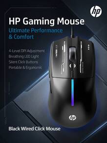 HP M100 Wired Gaming Mouse, Quiet Office & Gaming, RGB Breathing Light Effect, 4-Level Adjustable DPI, Ergonomic Matte Finish, Compatible With Desktop & Laptop USB - View 14