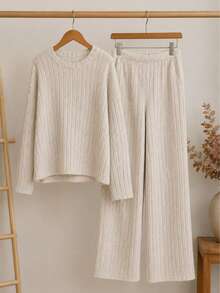 Conjunto Dama Dos Piezas Pantalón y blusa de moda casual de uso diario - Beis - Ver 5