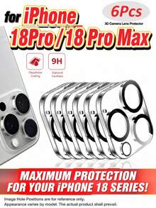 Yezodawee 6片装高清透明相机镜头保护膜，适用于 17 Pro Max、17 Pro、17 Air、17、16、14 Pro Max、15 Pro Max、16 Pro Max、14 Pro、13、15 Plus等机型，相机屏幕保护膜，9H钢化玻璃，防裂保护 - 黑色 - 查看 29