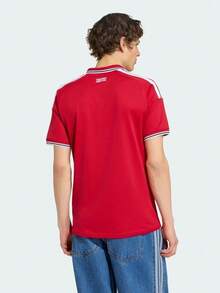 Adidas Men's MUFC H JSY Short Sleeve Knit Collarless T-Shirt TKA6871 - Red and White - View 3