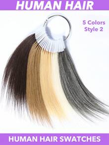 30pcs Human Hair Swatches Straight Hair Pieces For Testing Color For Dyeing Test Perfect For Professional Use 7 Inch 30pcs/Pack Hair Accessories Natural Black #4 Brown #30 #27 Light Brown #613 Blonde White Dark Grey Multicolor - Multicolor - View 5
