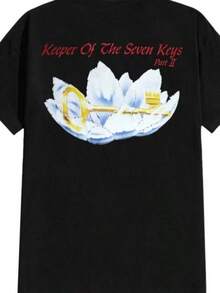 Helloween Keeper Of The Seven Keys Part II Printed Summer Luxury Brand Cottonsss  And Wo T-Shirts Short SLeesves - 黑色 - 查看 1