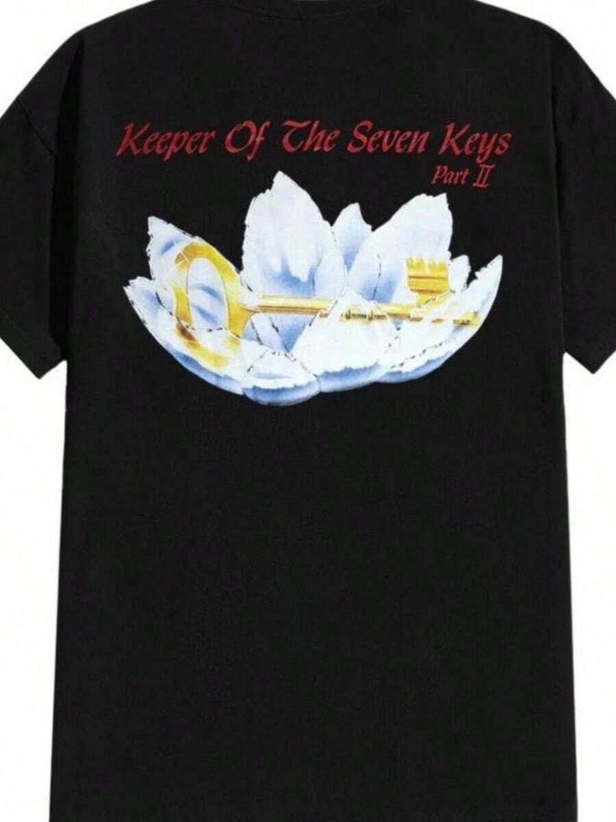 Helloween Keeper Of The Seven Keys Part II Printed Summer Luxury Brand Cottonsss And Wo T-Shirts Short SLeesves - 黑色 - 查看 1