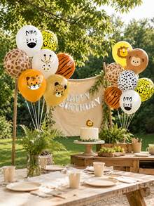 10/20pcs 12 Inch Animal Latex Balloons, Suitable For Birthday Party, Baby Shower Decoration, Jungle Theme Event, Photo Props, Party Supplies - View 5