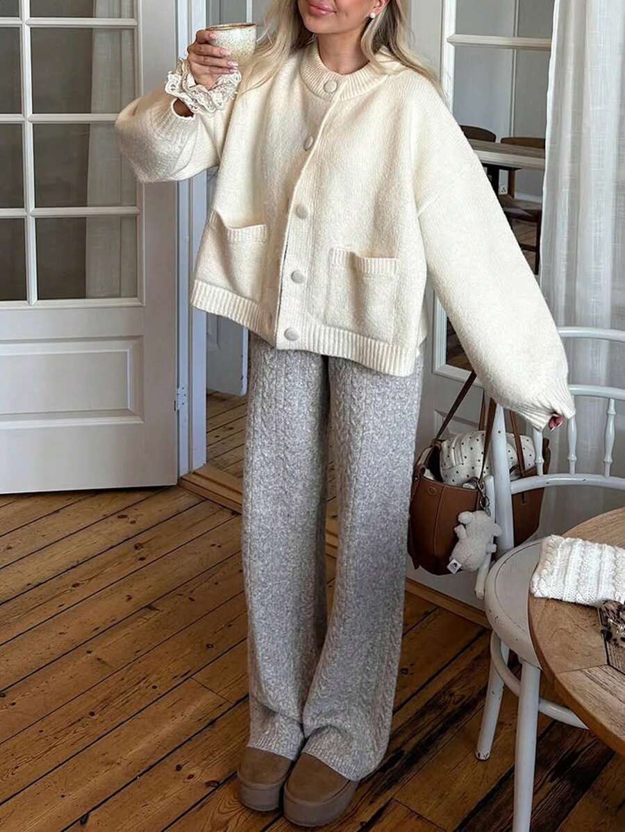 Cárdigan estilo Mori Academy minimalista elegante y sexy para mujer, nuevo para otoño/invierno - Blanco - Ver 1