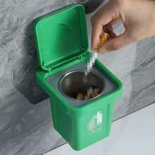 Antibacterial Mini Trash Can With Touchless Flip Lid Design, Effectively Blocks Odors, Suitable As A Men's Gift, Helps Healthy Home Storage, Applicable For Indoor, Kitchen Or Beside Toilet - Random - View 2