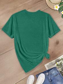 Summer Vibes Beach Scenery Printed Short Sleeve Distressed Vintage Round N,Clothes T Shirts ForMen And Women Tops,Date Travel Outfit,Casual Daily Wear - Dark Green - View 2