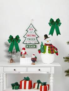 1pc Christmas Flocked Flocked Ribbon, Red & Green Dual Color Gold Edge Luxury Satin Fabric, Handmade DIY Bow Material, Christmas Gift Box & Flower Packaging, Christmas Tree Hanging Decor, Christmas & Halloween Party Scene Decoration Ribbon - A - View 5