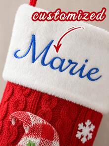 1 Personalized Christmas Stocking With A Name, Designed For Both Girl And Boy, Suitable For Family Gatherings And Holiday Decorations. - Multicolor - View 6