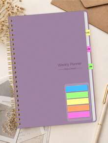 1pc Minimal Purple Weekly Planner, Non-Dated Pages With Weekly Focus, Goals, To-Do List, Daily Sections & Habit Tracker For Daily Planning, Office Desk Accessories Note Books For School Teacher Accessories, Halloween Gifts - Rectangle - View 9