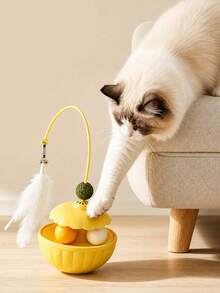Interactive Cat Toys Pet Artificial Feather Ball For Hunting Exercise Kittens Adult Cats Suitable For Indoor Play And Interaction With Cats Ceiling Energetic Cat Toys Plush Ball Toys Detachable Design The Perfect Gift For Cat Owners - Multicolor - View 7