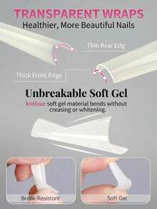 1 Box Extra Long Tapered Half Cover Nail Tips, No C-Curve Natural Straight Acrylic Nails - Champagne - View 5