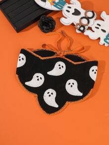 1pc Handmade Crochet Halloween Theme Headscarf, Fun Ghost & Eye Pattern, Tie-Up Triangle Hair Bandana, Party/Daily Versatile Hair Accessory - A - View 8