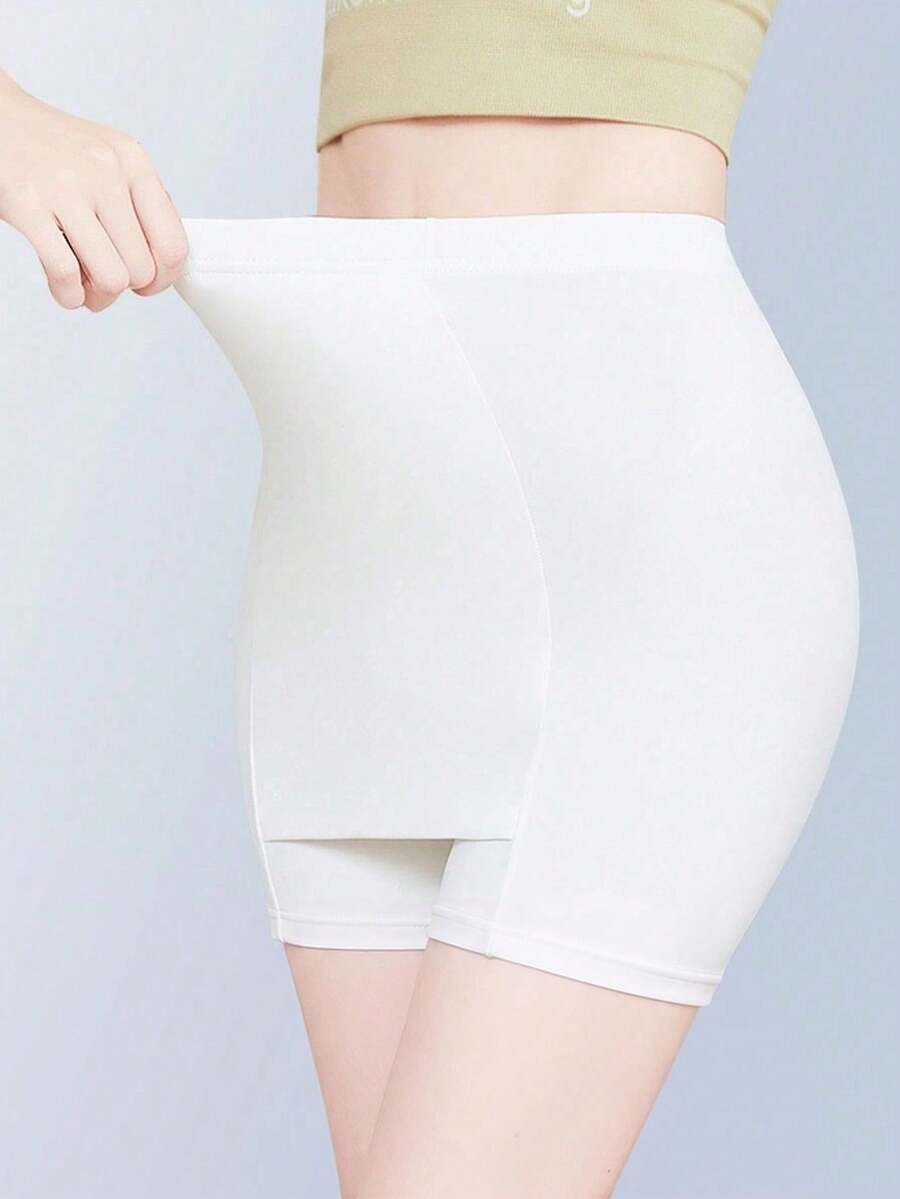 Milk Silk Anti-Exposure Skorts, Seamless 2-In-1 Layered Double-Layer Safety Shorts For Women - White - View 1