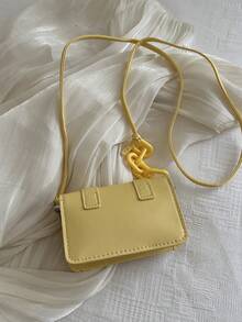 Mini bolso bandolera para lápiz labial con cadena decorativa de acrílico - Amarillo - Ver 6