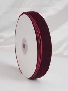 2/5/10/25 Yards Burgundy Velvet Ribbon Christmas Tree, Multiple Sizes 1 Inch | Velvet Christmas Ribbon For Gift Wrapping, Bows, Wreaths, Holiday Crafts (2/5 Yards No Spool, 10/25 Yards With Spool For Easy Storage) - Flocked Ribbon - View 8