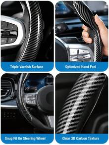 2pcs Carbon Fiber Steering Wheel Cover, Fits Most Car Models, Anti-Slip Steering Wheel Protector, Segmented Durable Carbon Fiber, Easy Installation (No Inner Core) - Multicolor - View 9