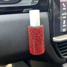 1pc Shiny Rhinestone Car Lipstick Holder, Portable Wall-Mounted Cosmetic Storage Box With Adhesive Back, Car Accessory, Nail Art Supplies, Travel Essential, Room Decor, Nail Storage Box - Lipstick Tube - View 6