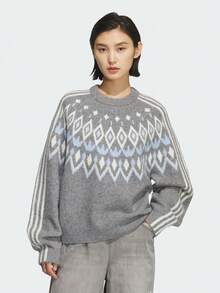 Adidas Originals Women's FAIR ISLE CREW Sweater Pullover KS5964 - Grey - View 1