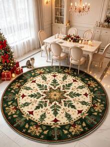 1pc Vintage Snowflake Christmas Rug, Autumn/Winter Carpet, Decorative Rug, Bedroom Decor, Home Decor, Living Room Carpet, Outdoor Rug, Washable Carpet, Christmas Gift - Multicolor - View 3