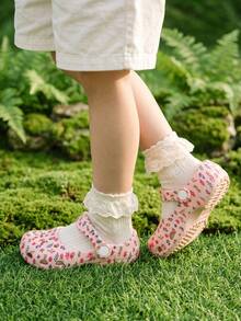 HAHABOBO Girls Pink Floral EVA Mary Jane Clogs, Lightweight Breathable Slip-On Summer Sandals, Casual Fresh - Pink - View 1