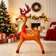 1pc Cartoon Bell Christmas Reindeer Foil Balloon, Suitable For Christmas Theme Party Decoration Props, Holiday Atmosphere Decor Supplies - View 2