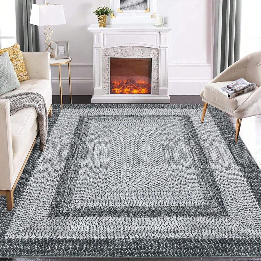Techigher Modern Geometric Hallway Runner Rug, Washable Non Slip Kitchen Runner Mat, Soft Low Pile Runner Carpet For Entryway, Bedroom, Living Room - Grey - View 1