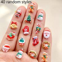20/40/60pcs Cute Mini Random Mixed Santa Claus, Snowman, Christmas Tree, Princess Flat Back Nail Rhinestone Art, Resin Accessories, Suitable For Nail Decoration, Ideal Gift Choice For Christmas Theme - Valentine's Day, Christmas And Mother's Day - Random Mixed - Multicolor - View 13
