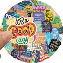 [New]50pcs Cartoon Inspirational English Stickers For Luggage, Notebook, Tablet, Phone - 50 - View 4
