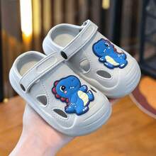 Kids Summer Cartoon Cute Indoor Home Slippers, Boys & Girls Clogs - Grey - View 3