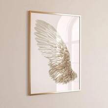 1/2pcs Framed/Unframed Minimalist Angel Wings Neutral Color Canvas Poster, Spiritual Wings Wall Art Decor For Dorm, Hallway, Living Room Modern Home Decoration - A - View 5