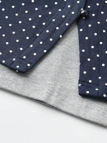 Women's 2 In 1 Polka Dot Colorblock Long Sleeve T-Shirt, Spring Niche Design Slim Fit Base Layer Top - Navy - View 5