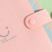 A4 Multi-Layer Foldable Expandable File Bag, Smiling Face Design, Macaron Color Palette, Ins Minimalist Style, Suitable For Office, With Expandable Layers, Portable File Storage Bag, Can Store Documents, Papers, Receipts, Exam Papers, Office Storage And Organization Supplies, Learning Supplies, Back To School Season Recommended, Back To School Season Recommended, Christmas Gift, Halloween Gift, Thanksgiving Gift - Multicolor - View 3