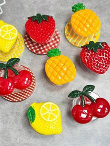 3D Realistic Fruit Themed Phone - Cute Strawberry, Pineapple, Cherry And Lemon Telescopic Desktop Stand - Multicolor - View 1