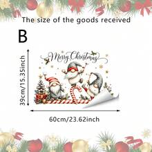 1pc Christmas Dwarf Window Static Stickers. Xmas Gnome Gift Box Candy Cane Merry Christmas Script, Transparent Double View Films For New Year Window Refrigerator Kitchen Tile Holiday Home Decor. - Multicolor - View 14
