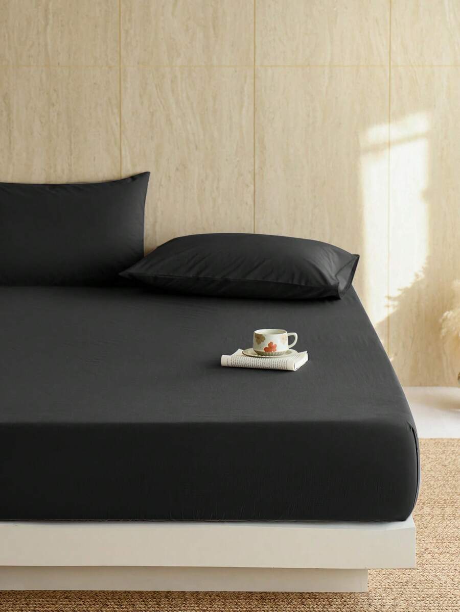Minimalist Modern King Bedding Set - 3 Pieces - No Sheets - King Fitted Sheet Set - Soft, Comfortable And Breathable - Easy Care - Wrinkle Resistant And Fade Resistant - Brushed Microfiber - Deep Pocket Sheets (Black) - Black - View 1