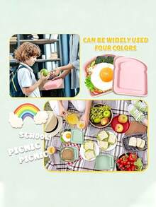 Sandwich Box, Bento Box, Food Storage Container With Toast-Shaped Lid, Microwave And Dishwasher . Reusable Sandwich Box With Lid, Suitable For Home Or Adult Use, Kitchen Utensil - Multicolor - View 4