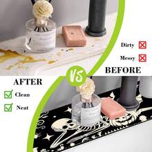 1pc Halloween Skull Pattern Sink Faucet Absorbent Mat, Drainage Pad, Suitable For Kitchen, Bathroom Sink, Countertop, Drainage Pad, Diatomaceous Earth Material, Trimmable, Quick-Drying Mat - Multicolor - View 8