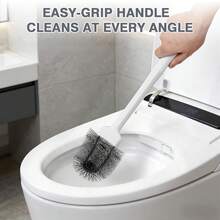 1-Piece Plastic 2-In-1 Toilet Brush And Plunger Set With Holder For Cleaning And Unclogging - White - View 4