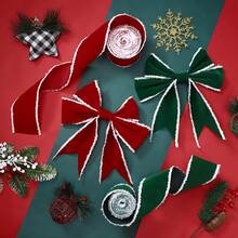 Red & Green Velvet Christmas Ribbon Roll (6cm Wide); Handmade; Suitable For Holiday Decoration, Christmas Tree Ornaments, Gift Wrapping, Floral Arrangement And Wreath Making - Multicolor - View 2