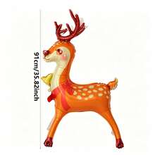 1pc Cartoon Bell Christmas Reindeer Foil Balloon, Suitable For Christmas Theme Party Decoration Props, Holiday Atmosphere Decor Supplies - View 6