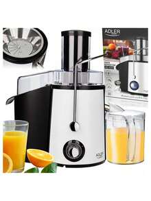 Adler Juicer, Centrifugal Juicer, Fruit & Vegetable Juicer - 75mm Feed Chute, 2 Speed Levels, Stainless Steel, 2L Pulp Container, 1000W (Max 2000W), White/Black - EU E Type Plug(220-240V) - View 8
