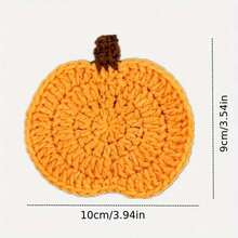 4/1pc Pumpkin Crochet Coaster Set, 4 Colors, Handmade, Highly Absorbent, Suitable For Autumn Thanksgiving, Halloween Home Decor, Rustic Coffee Table Mat, Cute Autumn Kitchen Accessory, Perfect Autumn Gift For Friends, Family And Coffee Lovers - Model B - View 5