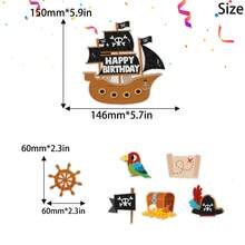 13PCS Pirate Treasure Theme Cake Decor Set - Ocean Treasure Hunt Theme Party Or Pirate Captain Birthday Party Decoration, Perfect For Your Pirate Theme Birthday Party! Make Your Desserts Look More Delicious. This Pattern Is Clearly Visible And Attracts Attention, Making Your Team Look More Impressive. - Multicolor - View 3