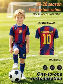 Custom Personalized Name Club Soccer Jersey, 2pcs Burn-Out Soccer Outfit, No. 10 Short Sleeve And Shorts Set, Youth Soccer Uniform, Breathable - Red - View 5