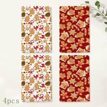 2pcs Red & White Gingerbread Man Candy Cane Christmas Pattern Kitchen Towels, Gingerbread House Snowflake Pinecone Candy Element Printed Hand Towels, Suitable For Christmas, Winter Kitchen, Family Gathering, Holiday Party, Home Decor 4/6/8pcs Set - Multicolor - View 11