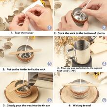 21pcs Candle Making Tool Set, Includes 4 White Candle Jars With Wood Grain Lids And Metal Candle Jars Without Wax, Suitable For DIY Crafts, Weddings, Valentine's Day, Birthdays And Various Holiday Parties, Portable Storage Box With Wicks - 21-piece Set - View 6