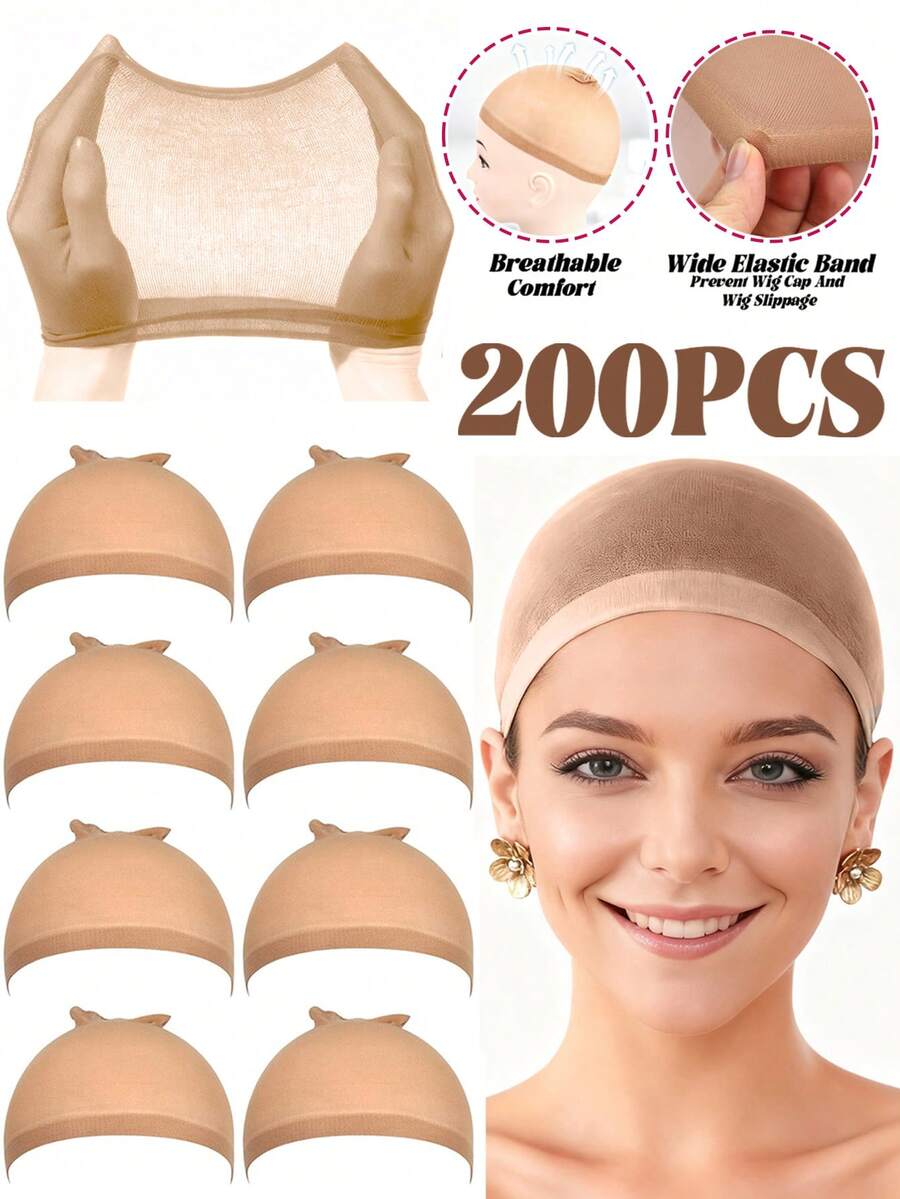 Ultra Thin Breathable Nylon Wig Caps, Stretch Sheer Stocking Wig Liner Caps With Wide Elastic Band, Hair Net Caps For Women Wig Installation Cosplay